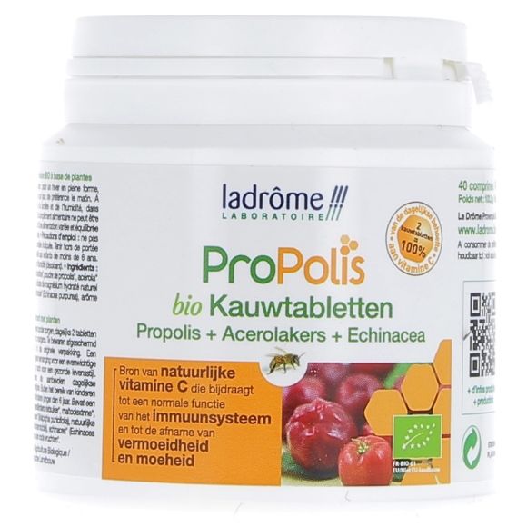 Propolis comprim&eacute;s bio propolis, ac&eacute;rola, &eacute;chinac&eacute;e Ladr&ocirc;me - Boite de 40 comprim&eacute;s