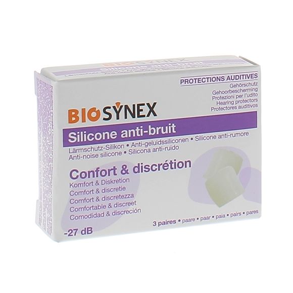 Protection auditive silicone transparent Biosynex - bo&icirc;te de 3 paires