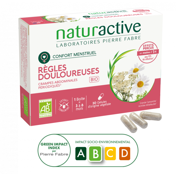 R&egrave;gles douloureuses bio Naturactive - bo&icirc;te de 30 g&eacute;lules