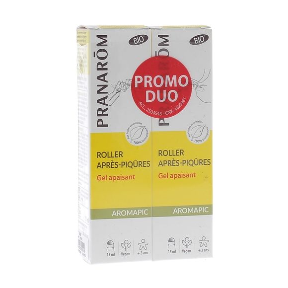 Roller gel apaisant piq&ucirc;res bio Aromapic Pranar&ocirc;m - lot de 2 roll-on de 15ml