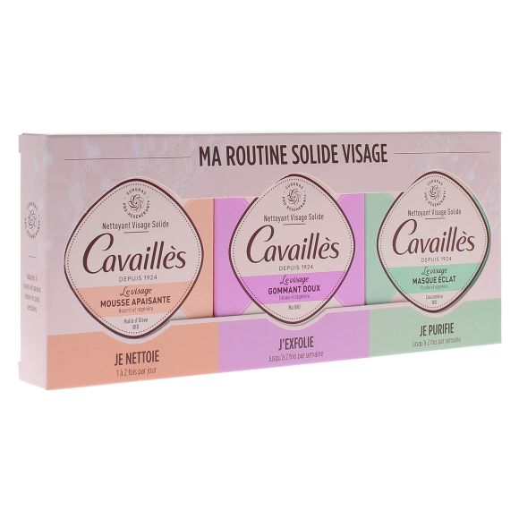 Routine nettoyant visage solide Rog&eacute; Cavaill&egrave;s - lot de 3 savons de 70g