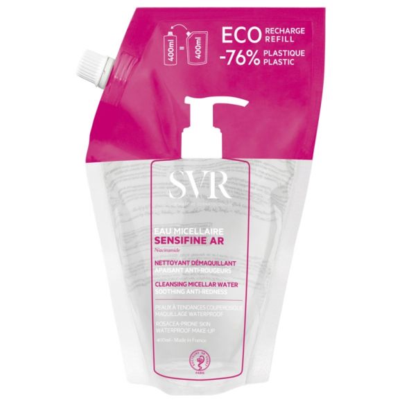 Sensifine AR eau micellaire peaux sensibles &agrave; rougeurs SVR - &eacute;co-recharge de 400ml