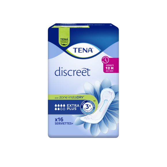 Serviettes hygi&eacute;niques Discreet extra plus Tena - 16 serviettes