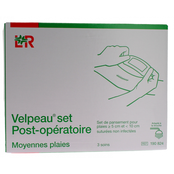 VelpeauSet Post op&eacute;ratoire Set de pansements pour moyenne plaie Velpeau Lohmann & Rausher - bo&icirc;te de 3 soins