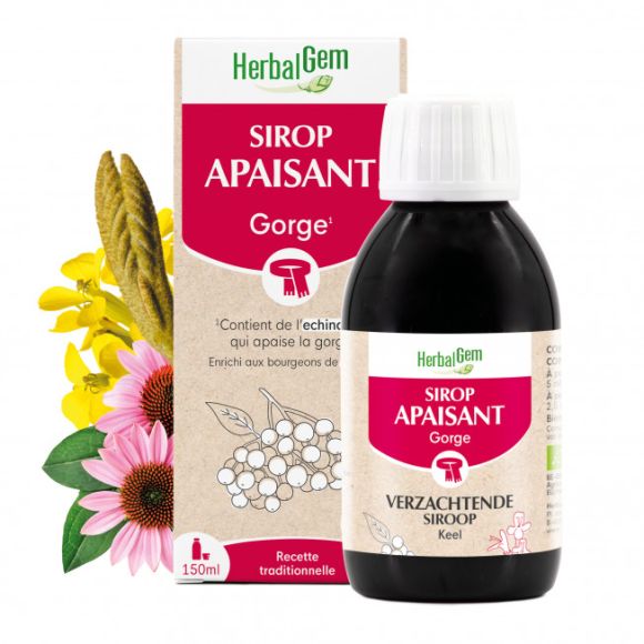 Sirop apaisant gorge bio Herbalgem - flacon de 150 ml