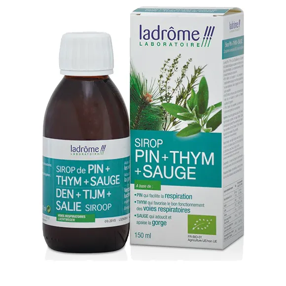 Sirop de pin thym et sauge bio Ladr&ocirc;me - flacon de 150ml