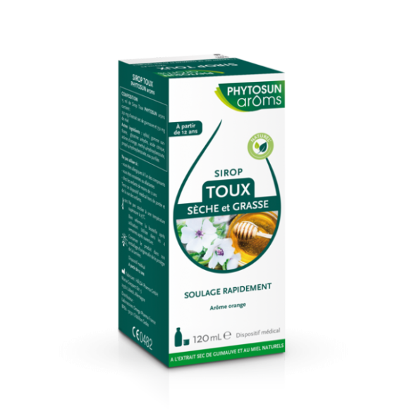 Sirop toux s&egrave;che et grasse Phytosun Ar&ocirc;ms - flacon de 120 ml