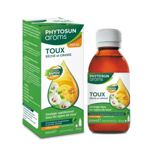 Sirop toux s&egrave;che et grasse Phytosun Aroms - flacon de 200ml