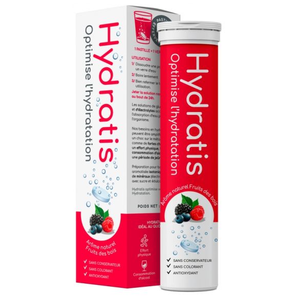 Solution d'hydratation go&ucirc;t fruits des bois Hydratis - tube de 20 pastilles effervescentes