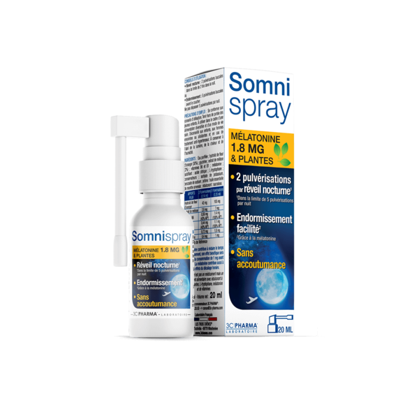Somnispray M&eacute;latonine 1.8 mg et plantes 3C Pharma - spray de 20 ml