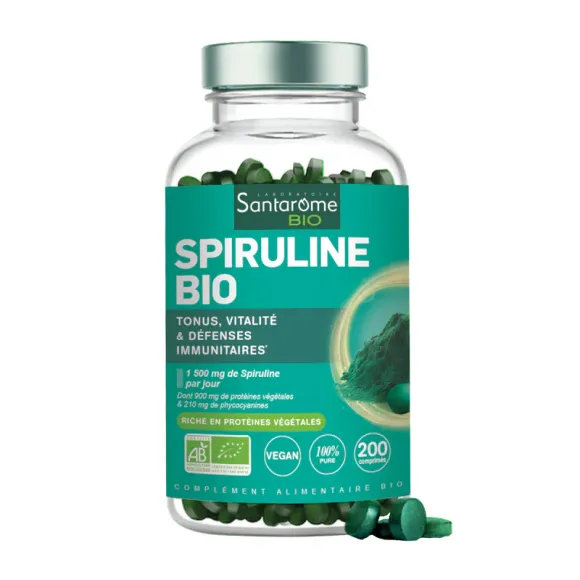 Spiruline bio Santarome - pot de 200 comprim&eacute;s