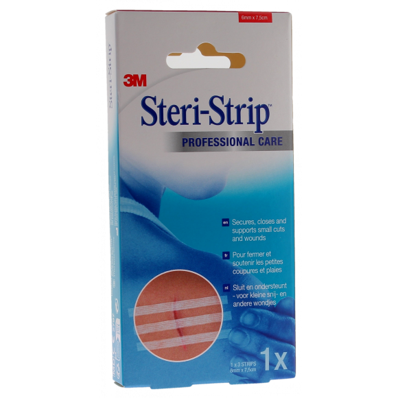 Steri-Strip Sutures cutan&eacute;es adh&eacute;sives 3M - bo&icirc;te de 3 bandelettes de 6mm x 7,5cm