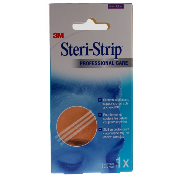 Steri-Strip Sutures cutan&eacute;es adh&eacute;sives 3M - bo&icirc;te de 5 bandelettes de 3mm x 7,5cm