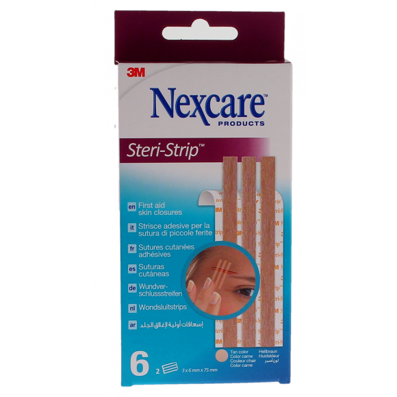 Steri-strip Sutures cutan&eacute;es Nexcare - boite de 6 bandelettes de 6 mm x 75 mm