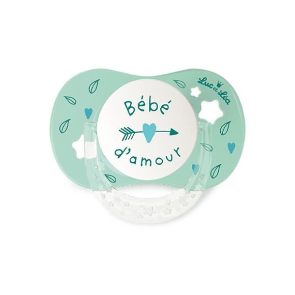 Sucette silicone anatomique avec anneau 6-18 mois Luc et L&eacute;a - une sucette