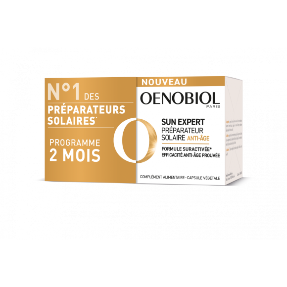 Sun Expert Pr&eacute;parateur solaire anti-&acirc;ge Oenobiol - lot de 2 pots de 30 capsules