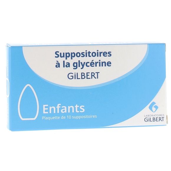 Suppositoires &agrave; la glyc&eacute;rine enfants Gilbert - bo&icirc;te de 10 suppositoires