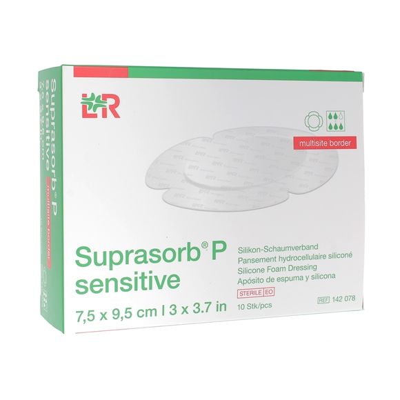 Suprasorb P Sensitive Multisite border 7,5 x 9,5 cm Lohmann & Rauscher - bo&icirc;te de 10 unit&eacute;s