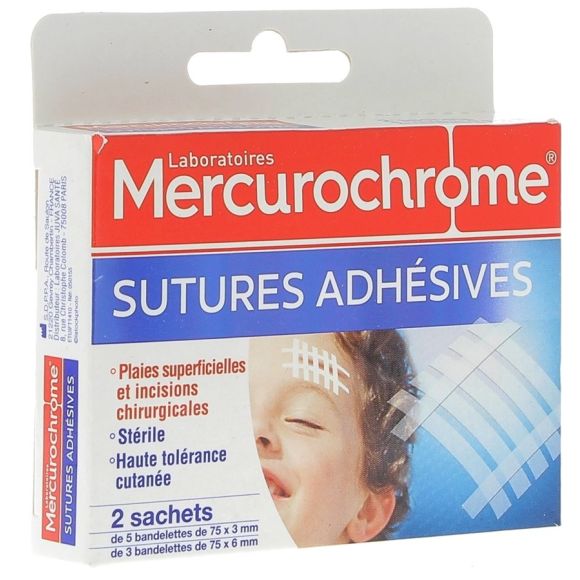 Sutures adh&eacute;sives Mercurochrome - Boites de 2 sachets
