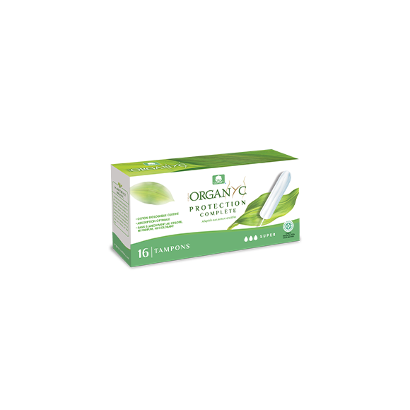 Tampons Super bio sans applicateur Organyc - bo&icirc;te de 16 tampons