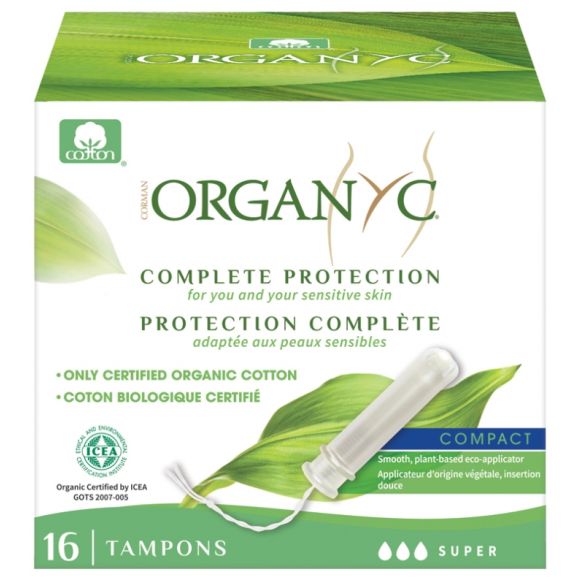 Protection Compl&egrave;te Tampons super avec applicateur Organyc - bo&icirc;te de 16 tampons