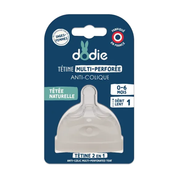 T&eacute;tine anti-colique multi-perfor&eacute;e Dodie - une t&eacute;tine