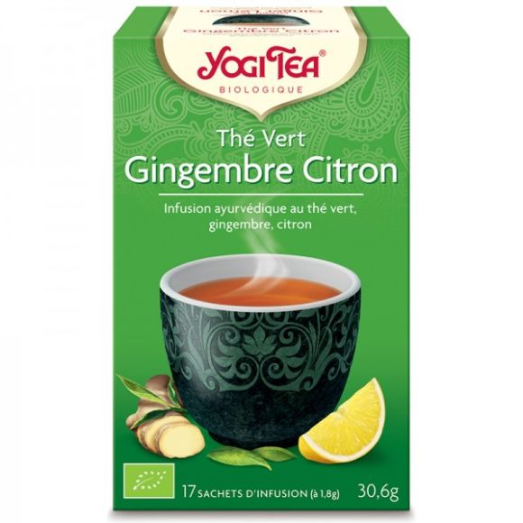 Th&eacute; vert gingembre citron BIO Yogi Tea - boite de 17 sachets 