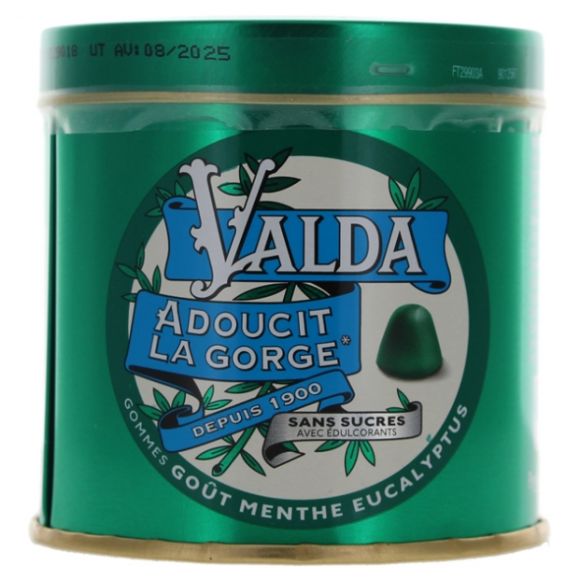 Valda Gommes menthe et eucalyptus sans sucre - boite de 140 g