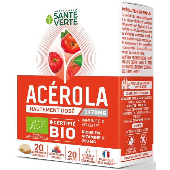 Toniphyt ac&eacute;rola Sant&eacute; Verte - bo&icirc;te de 20 comprim&eacute;s