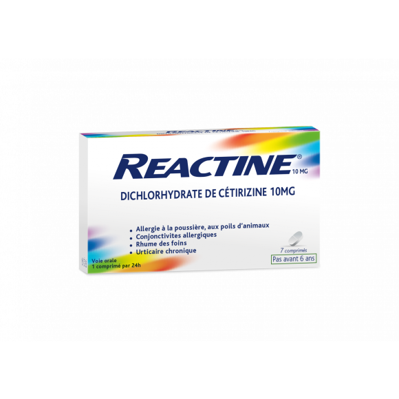 Reactine Allergie C&eacute;tirizine 10mg - 7 comprim&eacute;s pellicul&eacute;s