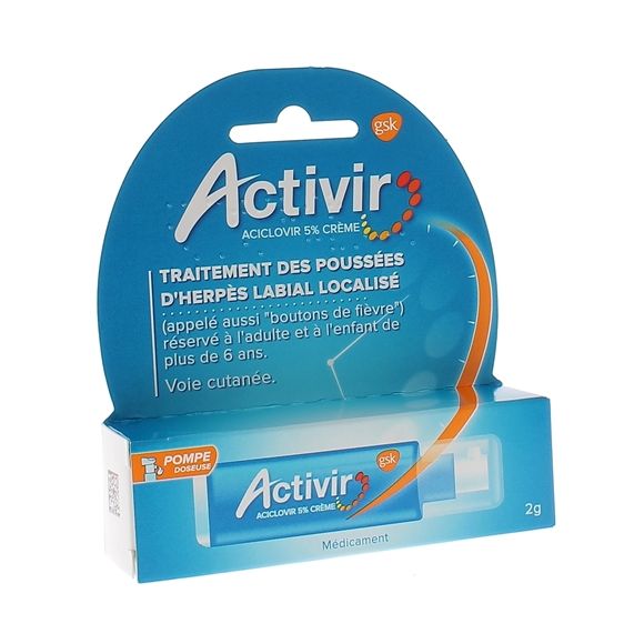 Activir 5% cr&egrave;me - flacon pompe doseuse de 2g
