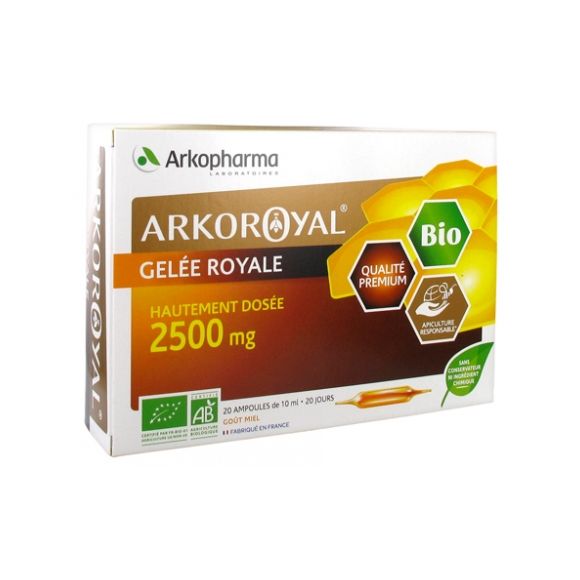 ArkoRoyal Gel&eacute;e royale bio 2500mg Arkopharma - bo&icirc;te de 20 ampoules