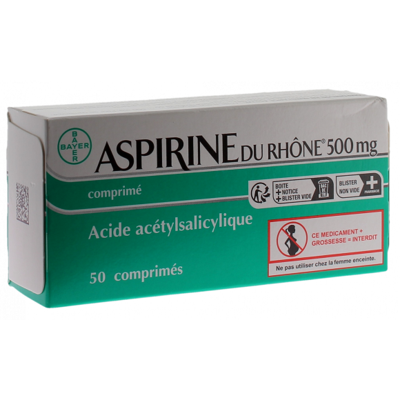 Aspirine du rhone 500mg comprim&eacute;s - bo&icirc;te de 50 comprim&eacute;s