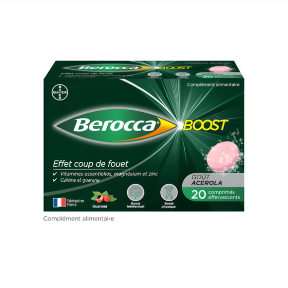 Berocca Boost Vitamines, Caf&eacute;ine et Guarana - bo&icirc;te de 20 comprim&eacute;s effervescents