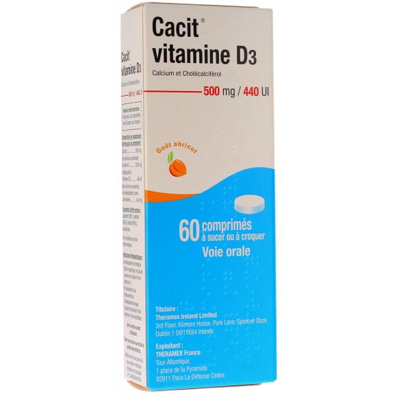Cacit Vitamine D3 500mg/440 U.I - 60 comprim&eacute;s