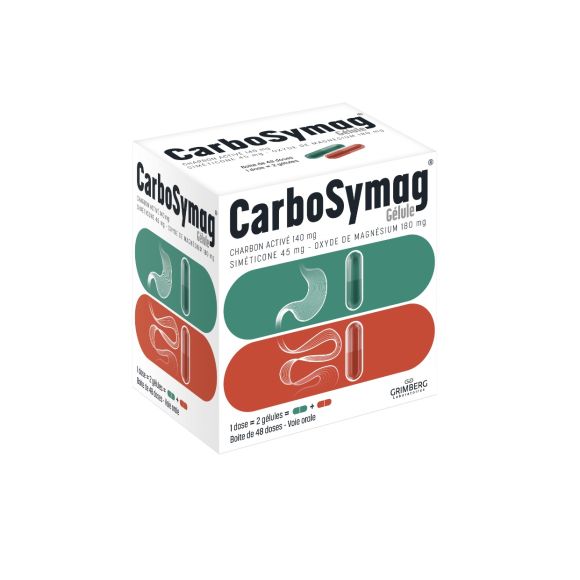 Carbosymag g&eacute;lule - 1 bo&icirc;tes de 48 doses (2 g&eacute;lules jumel&eacute;es) - 96 g&eacute;lules