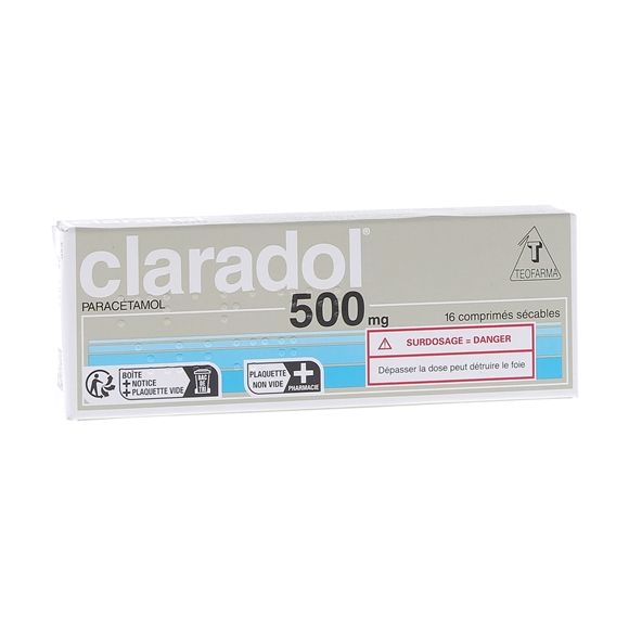 Claradol 500mg comprim&eacute; s&eacute;cable - bo&icirc;te de 16 comprim&eacute;s