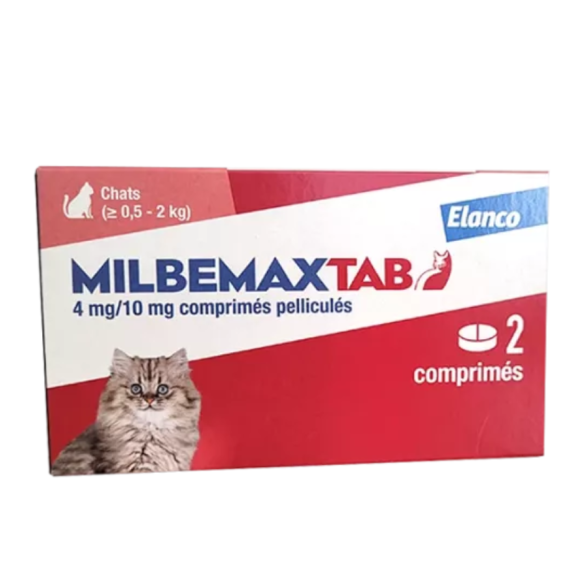 Milbemaxtab comprim&eacute;s pellicul&eacute;s chats entre 0,5 et 2kg Elanco - boite de 2 comprim&eacute;s