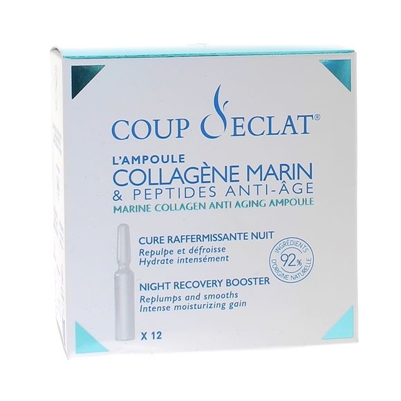 Collag&egrave;ne marin & Peptides anti-&acirc;ge Coup d'&eacute;clat - bo&icirc;te de 12 ampoules