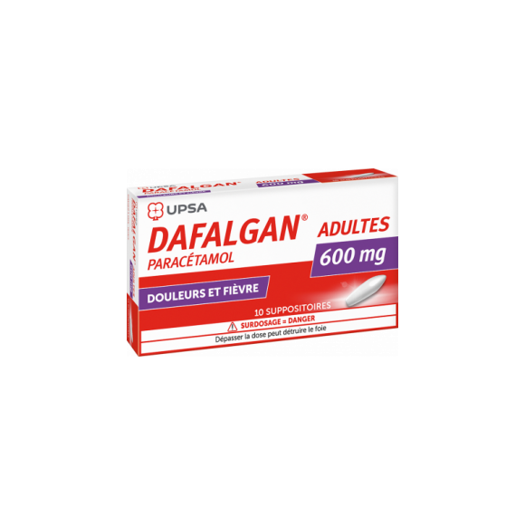 Dafalgan 600mg suppositoire - bo&icirc;te de 10 suppositoires
