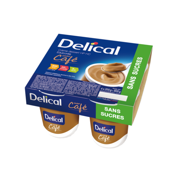 Delical cr&egrave;me dessert sans sucre caf&eacute; - 4 pots de 200g