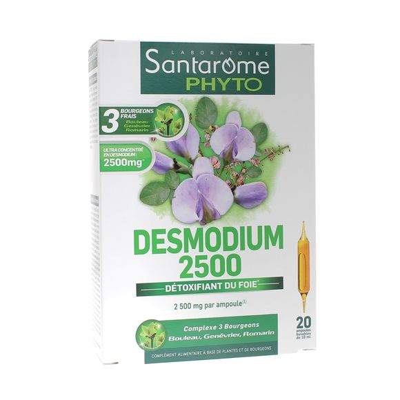 Desmodium 2500 d&eacute;toxifiant du foie Santarome - boite de 20 ampoules