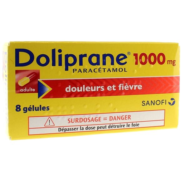 Doliprane 1000mg g&eacute;lule - bo&icirc;te de 8 g&eacute;lules