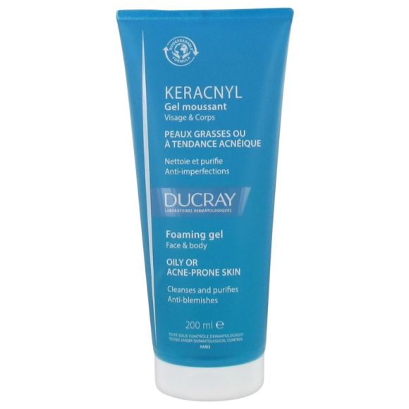 Keracnyl gel moussant visage et corps Ducray - tube de 200 ml