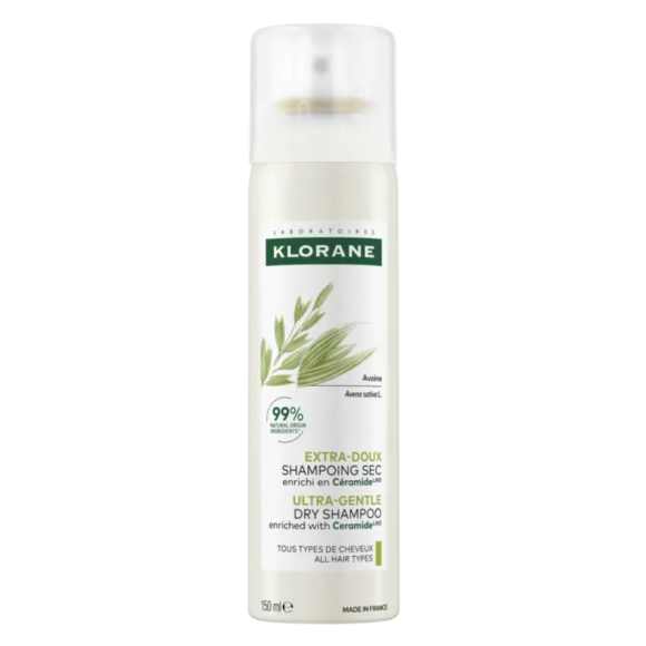 Shampoing sec extra-doux &agrave; l'avoine et c&eacute;ramide Klorane - spray de 50ml