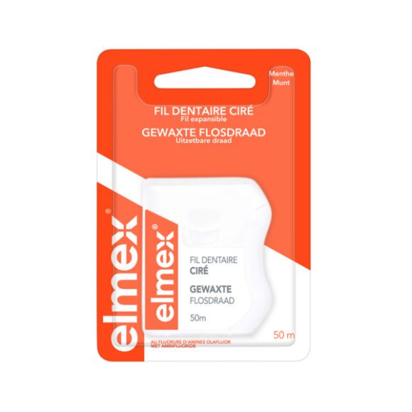 Fil dentaire cir&eacute; go&ucirc;t menthe Elmex - fil de 50 m