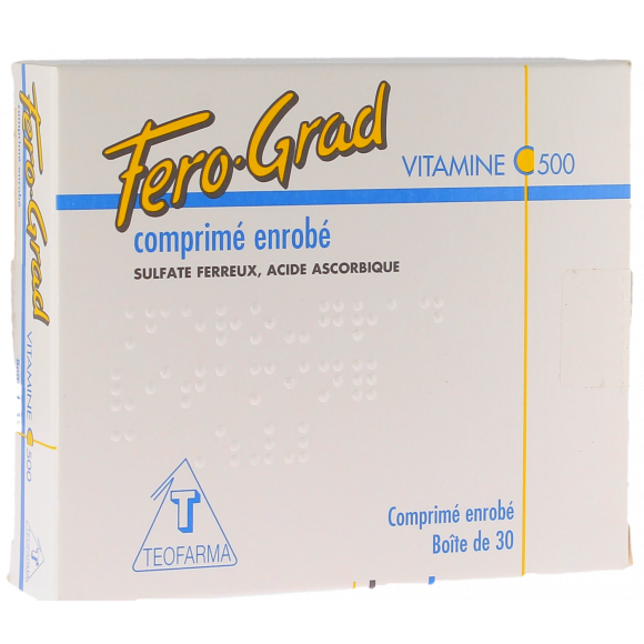 Fero-grad Vitamine C 500 comprim&eacute; enrob&eacute; - bo&icirc;te de 30 comprim&eacute;s