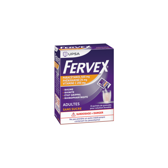 Fervex adulte sans sucre granul&eacute;s en sachet - bo&icirc;te de 8 sachets