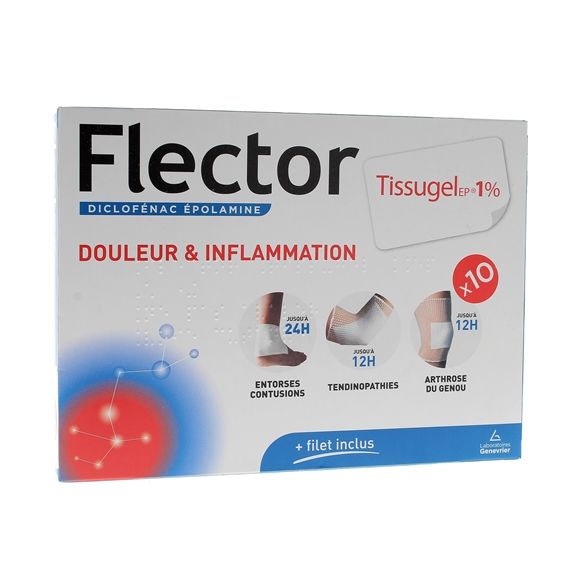 Flector Tissugel 1% EP - 10 empl&acirc;tres m&eacute;dicamenteux