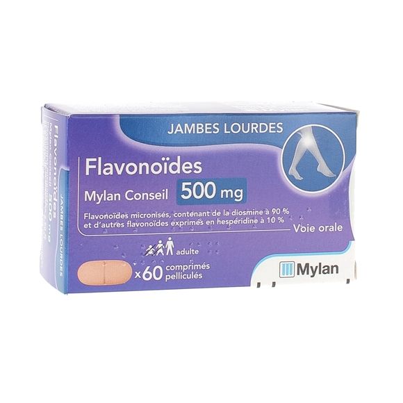 Flavono&iuml;des 500 mg Mylan comprim&eacute; pellicul&eacute; - 60 comprim&eacute;s